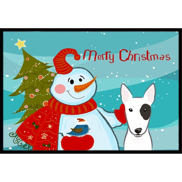 Carolines Treasures Snowman With Bull Terrier Indoor and Outdoor Mat- 24 x 36 in. BB1829JMAT - main